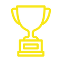 Yellow trophy icon on a white background